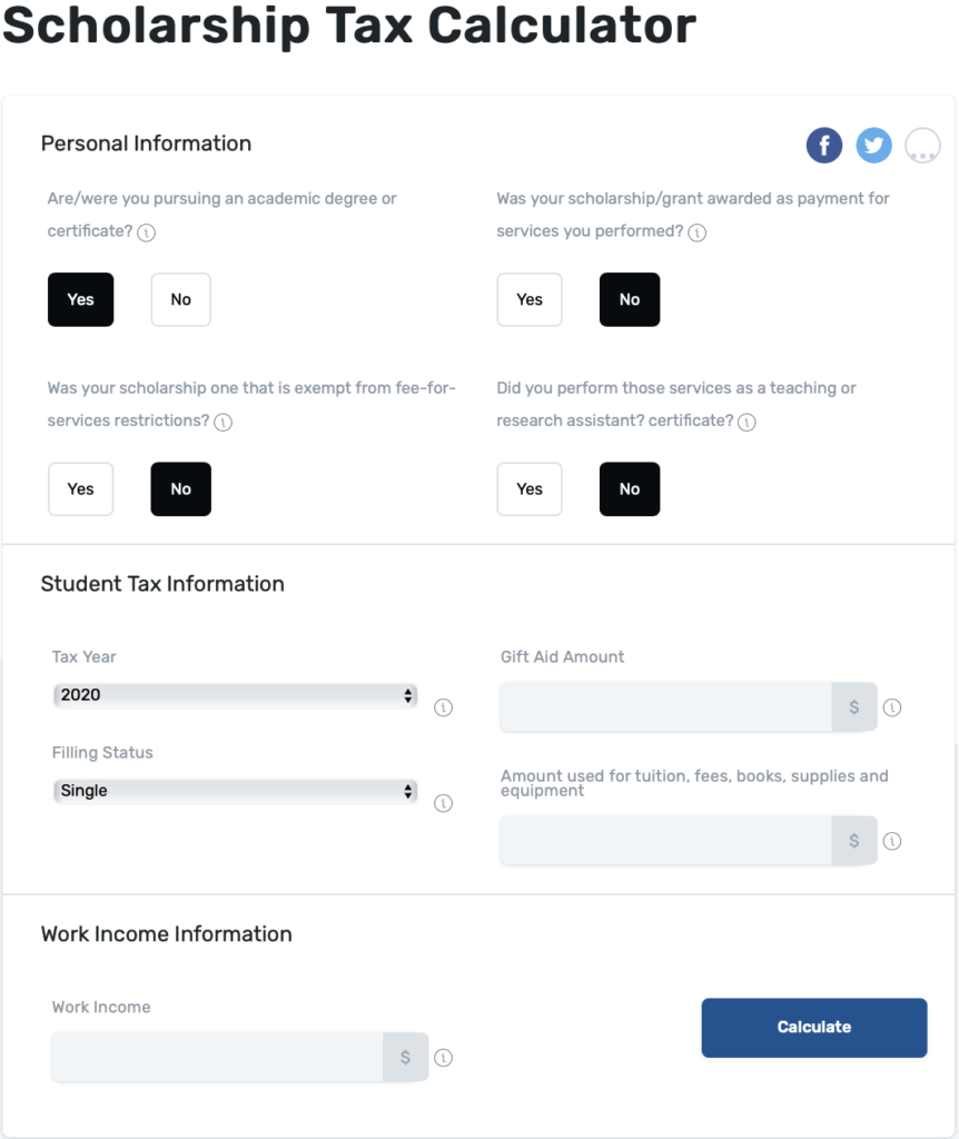 Scholarship tax calculator